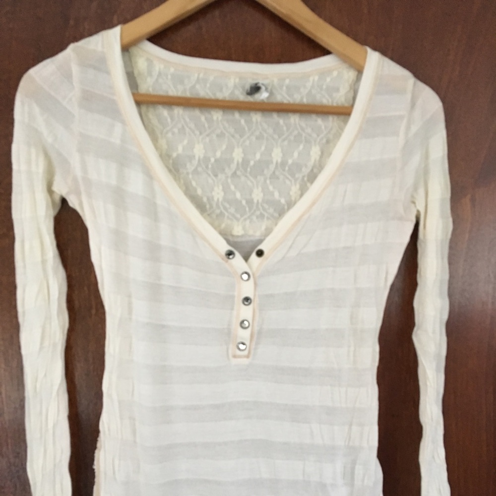 Guess Long Sleeve Tee with Crystal Buttons